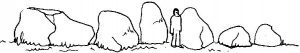 Single row of granite boulders enclosing a field