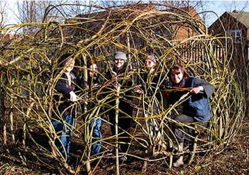 willow-dome People working on a willow dome